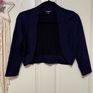 Premise Studio Navy Blue Glitter Bolero Shrug Jacket Quarter Sleeve Size S